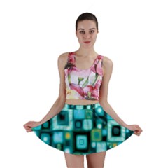 Teal Squares Mini Skirts by KirstenStarFashion