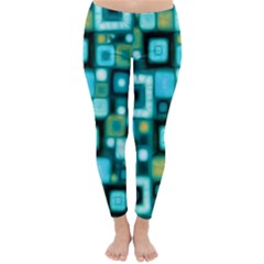 Teal Squares Winter Leggings by KirstenStarFashion