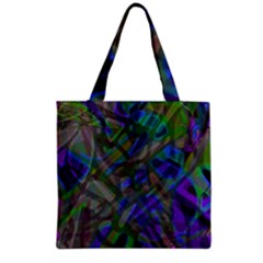 Colorful Abstract Stained Glass G301 Grocery Tote Bags by MedusArt