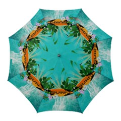 Surfboard With Palm And Flowers Golf Umbrellas