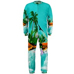 Surfboard With Palm And Flowers OnePiece Jumpsuit (Men) 