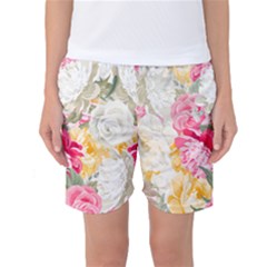 Colorful Floral Collage Women s Basketball Shorts