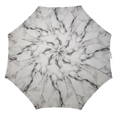 White Marble Stone Print Straight Umbrellas by Dushan