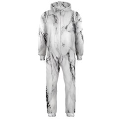 White Marble Stone Print Hooded Jumpsuit (men) 