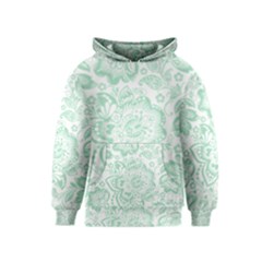 Mint Green And White Baroque Floral Pattern Kid s Pullover Hoodies