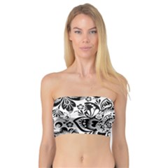 Black Floral Damasks Pattern Baroque Style Women s Bandeau Tops by Dushan