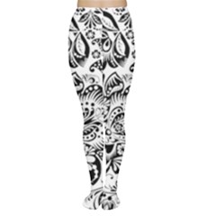 Black Floral Damasks Pattern Baroque Style Women s Tights