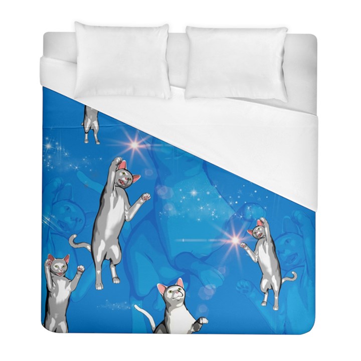 Funny, Cute Playing Cats With Stras Duvet Cover Single Side (Twin Size)