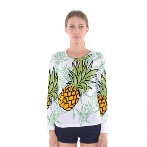 Pineapple Pattern 05 Women s Long Sleeve T-shirts by Famous
