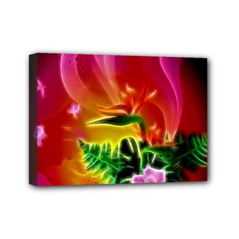 Awesome F?owers With Glowing Lines Mini Canvas 7  x 5 