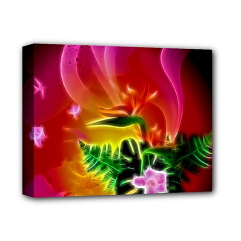 Awesome F?owers With Glowing Lines Deluxe Canvas 14  x 11 