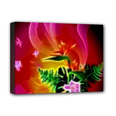 Awesome F?owers With Glowing Lines Deluxe Canvas 16  x 12  