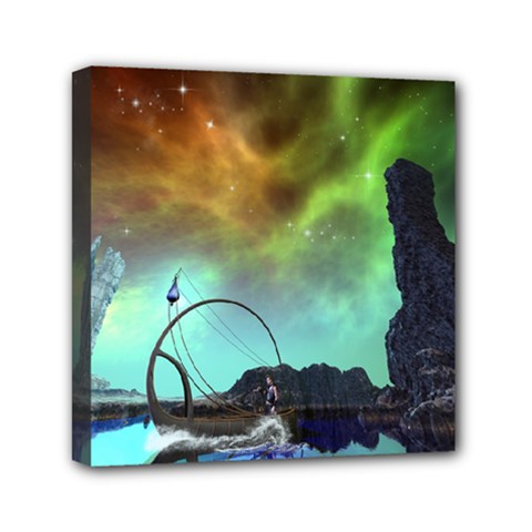 Fantasy Landscape With Lamp Boat And Awesome Sky Mini Canvas 6  X 6  by FantasyWorld7