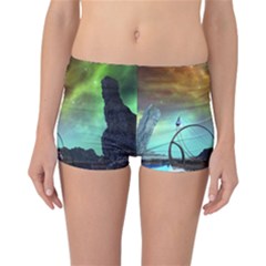 Fantasy Landscape With Lamp Boat And Awesome Sky Reversible Boyleg Bikini Bottoms