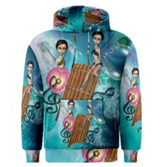 Music, Pan Flute With Fairy Men s Pullover Hoodies by FantasyWorld7
