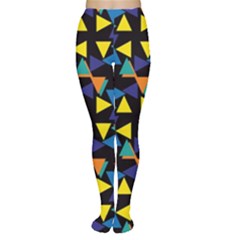 Colorful Triangles And Flowers Pattern Tights by LalyLauraFLM