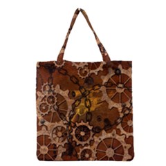 Steampunk In Rusty Metal Grocery Tote Bags by FantasyWorld7