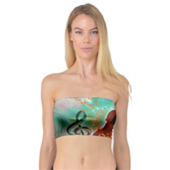 Violin With Violin Bow And Key Notes Women s Bandeau Tops