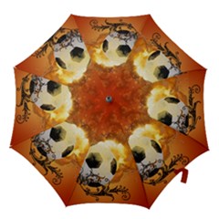 Soccer With Fire And Flame And Floral Elelements Hook Handle Umbrellas (Small)