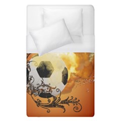 Soccer With Fire And Flame And Floral Elelements Duvet Cover Single Side (Single Size)