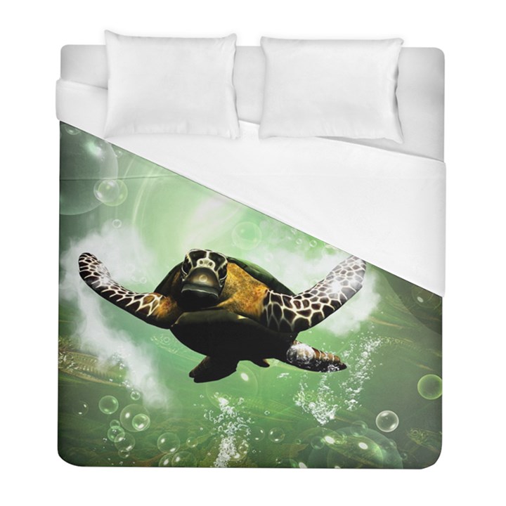 Beautiful Seaturtle With Bubbles Duvet Cover Single Side (Twin Size)