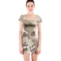 Vintage, Wonderful Flowers With Dragonflies Short Sleeve Bodycon Dresses View1