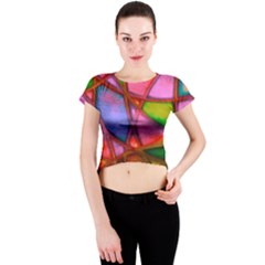 Imposant Abstract Red Crew Neck Crop Top by ImpressiveMoments