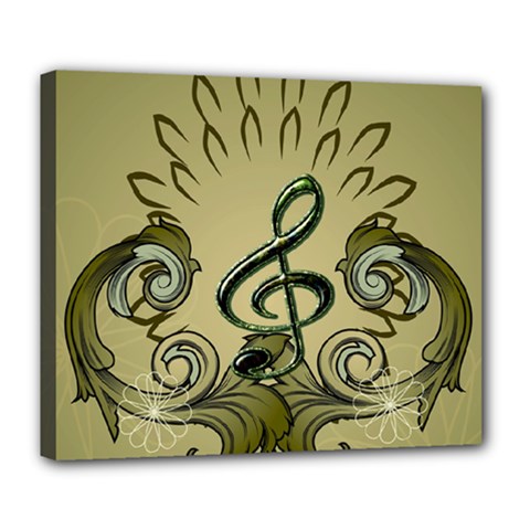 Decorative Clef With Damask In Soft Green Deluxe Canvas 24  X 20   by FantasyWorld7