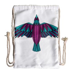 Stained Glass Bird Illustration  Drawstring Bag (large) by carocollins