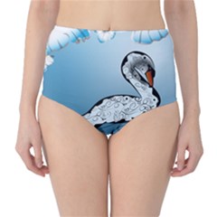 Wonderful Swan Made Of Floral Elements High-waist Bikini Bottoms by FantasyWorld7