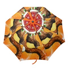 Funny Cute Christmas Giraffe With Christmas Hat Folding Umbrellas