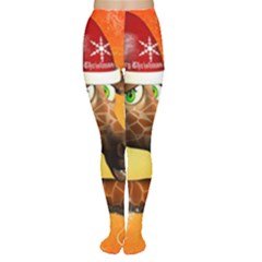 Funny Cute Christmas Giraffe With Christmas Hat Women s Tights