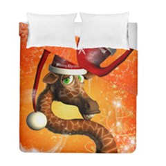 Funny Cute Christmas Giraffe With Christmas Hat Duvet Cover (Twin Size)