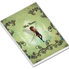 Cute Elf Playing For Christmas Large Memo Pads by FantasyWorld7