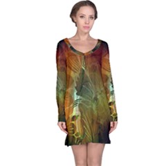 Beautiful Abstract Floral Design Long Sleeve Nightdresses by FantasyWorld7