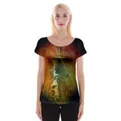 Beautiful Abstract Floral Design Women s Cap Sleeve Top by FantasyWorld7