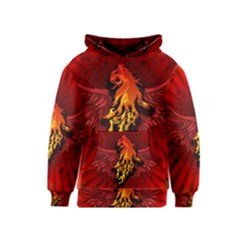 Lion With Flame And Wings In Yellow And Red Kid s Pullover Hoodies by FantasyWorld7