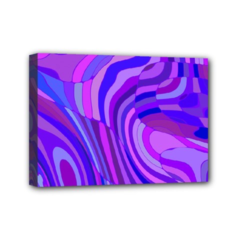 Retro Abstract Blue Pink Mini Canvas 7  X 5  by ImpressiveMoments