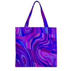 Retro Abstract Blue Pink Zipper Grocery Tote Bags by ImpressiveMoments