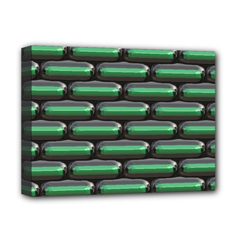 Green 3d Rectangles Pattern Deluxe Canvas 16  X 12  (stretched)  by LalyLauraFLM