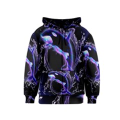 Orca With Glowing Line Jumping Out Of A Circle Mad Of Water Kids Zipper Hoodies by FantasyWorld7