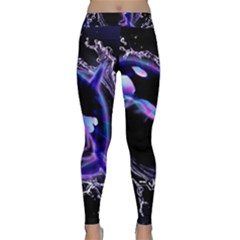 Orca With Glowing Line Jumping Out Of A Circle Mad Of Water Yoga Leggings by FantasyWorld7