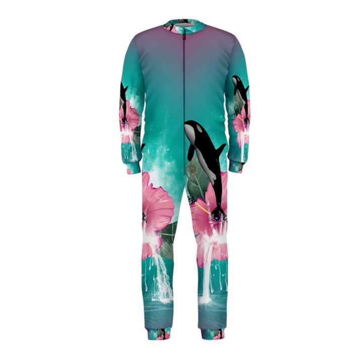 Orca Jumping Out Of A Flower With Waterfalls OnePiece Jumpsuit (Kids)