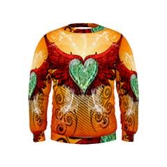 Beautiful Heart Made Of Diamond With Wings And Floral Elements Boys  Sweatshirts by FantasyWorld7