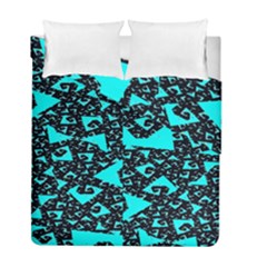 Teal On Black Funky Fractal Duvet Cover (twin Size) by KirstenStar