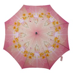 Wonderful Flowers With Butterflies And Diamond In Soft Pink Colors Hook Handle Umbrellas (large) by FantasyWorld7
