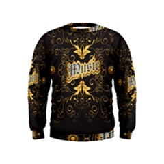 Music The Word With Wonderful Decorative Floral Elements In Gold Boys  Sweatshirts