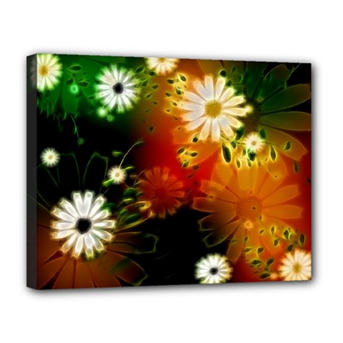 Awesome Flowers In Glowing Lights Canvas 14  X 11 