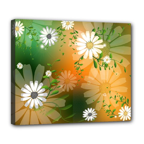 Beautiful Flowers With Leaves On Soft Background Deluxe Canvas 24  X 20  