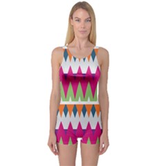 Chevron Pattern Women s Boyleg One Piece Swimsuit by LalyLauraFLM